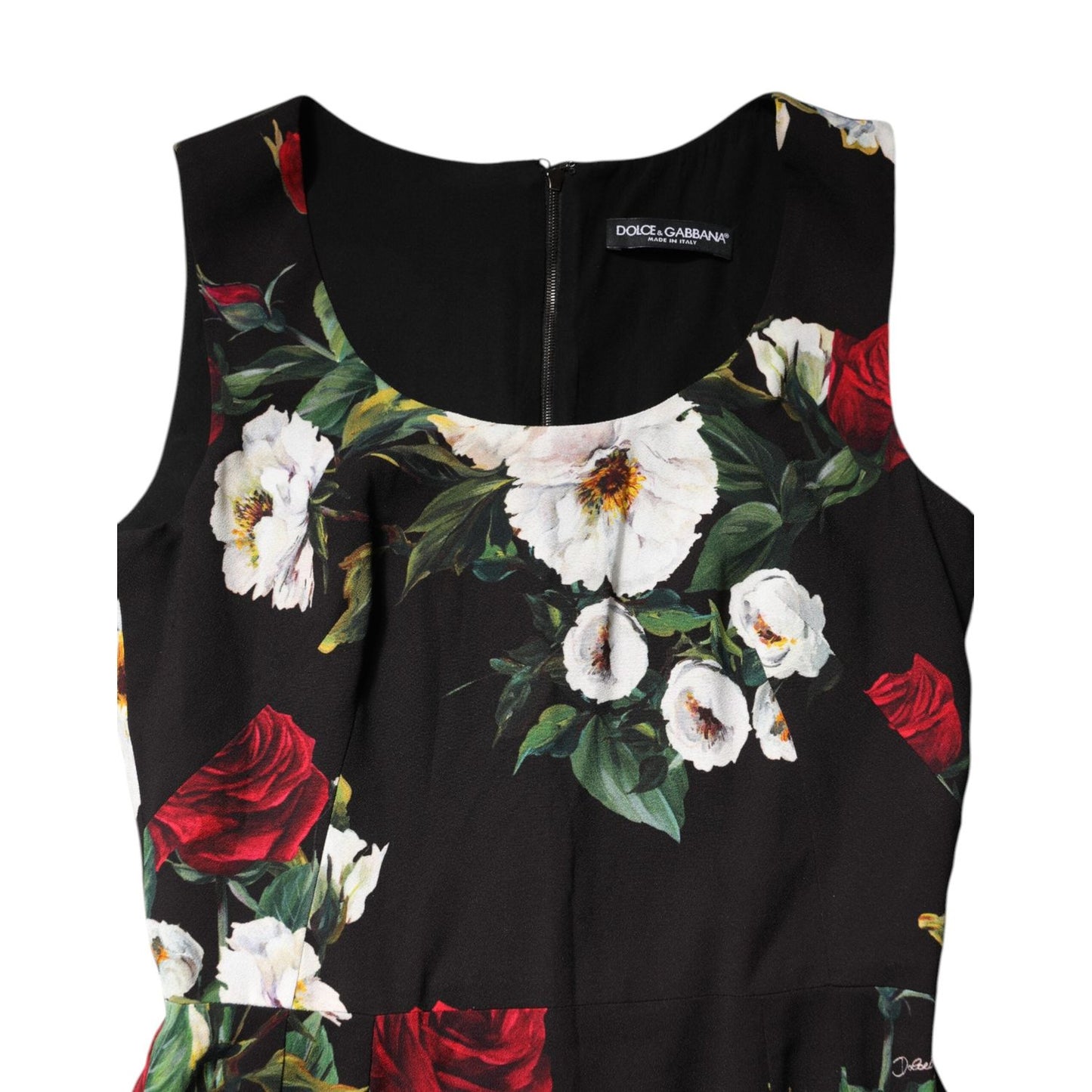 Dolce & Gabbana Black Floral Print Sleeveless Sheath Dress DR81504-40