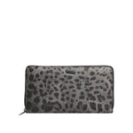 Dolce & Gabbana Black Gray Leopard Leather Zip Around Continental Wallet BAG4692