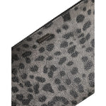 Dolce & Gabbana Black Gray Leopard Leather Zip Around Continental Wallet BAG4692