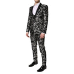 Dolce & Gabbana Black Gray MARTINI Jacquard Men 3 Piece Suit KOS2155-48
