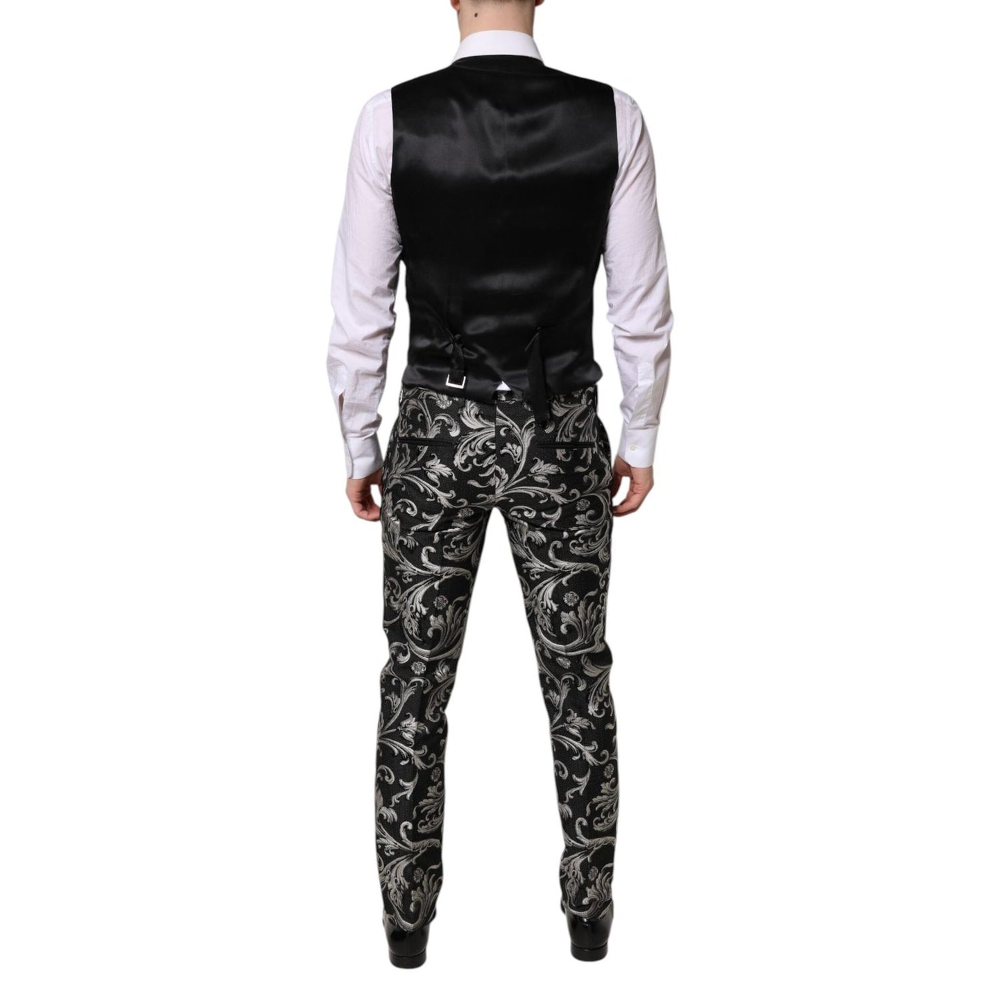 Dolce & Gabbana Black Gray MARTINI Jacquard Men 3 Piece Suit KOS2155-48