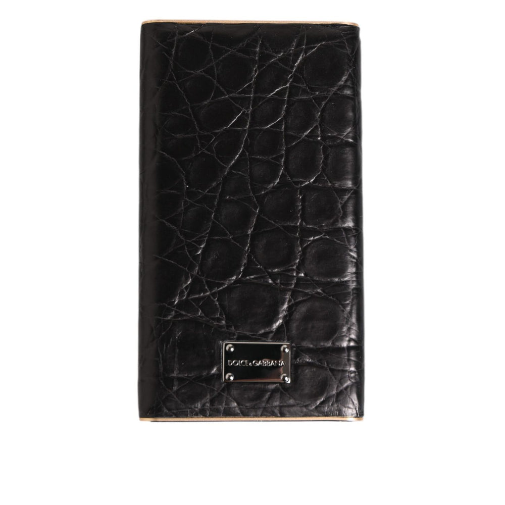 Dolce & Gabbana Black Leather Embossed Exotic 3000mAh Power Bank Charger USB SMY10716