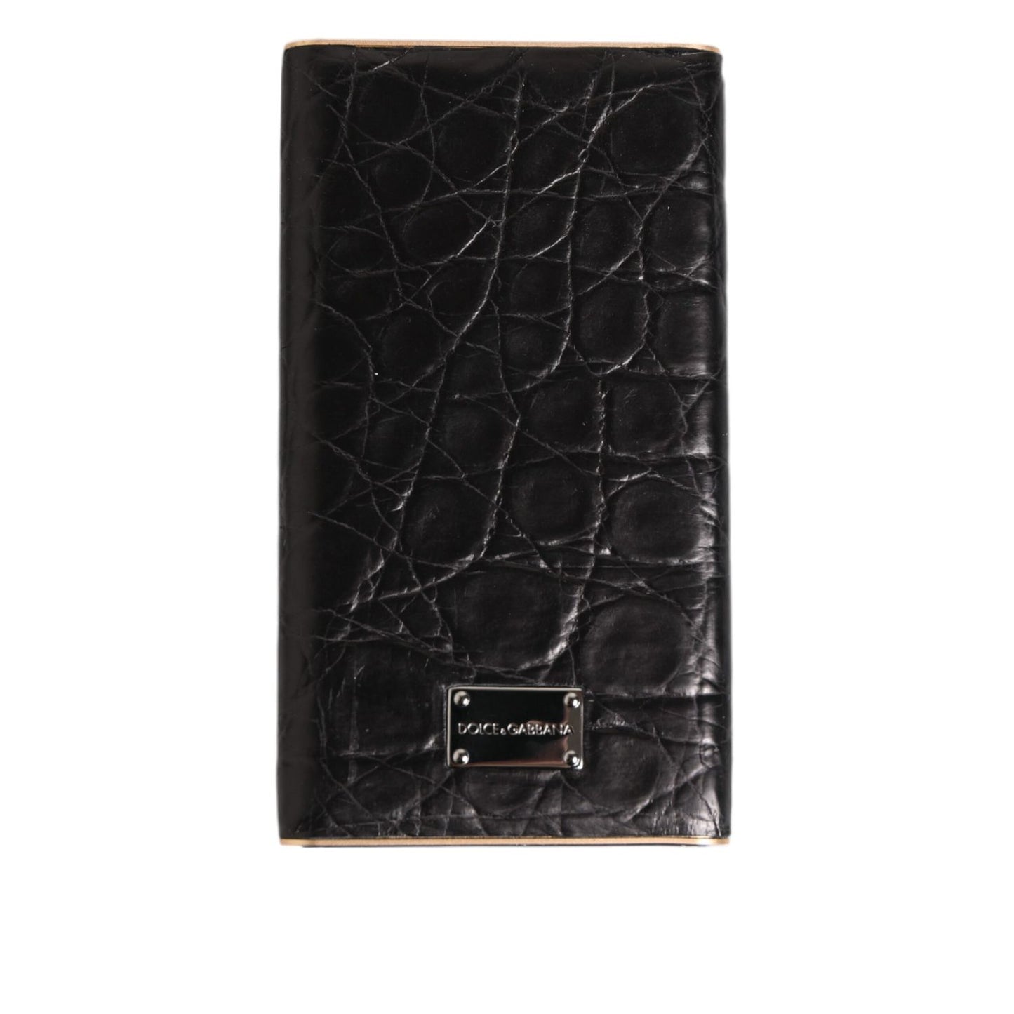 Dolce & Gabbana Black Leather Embossed Exotic 3000mAh Power Bank Charger USB SMY10716