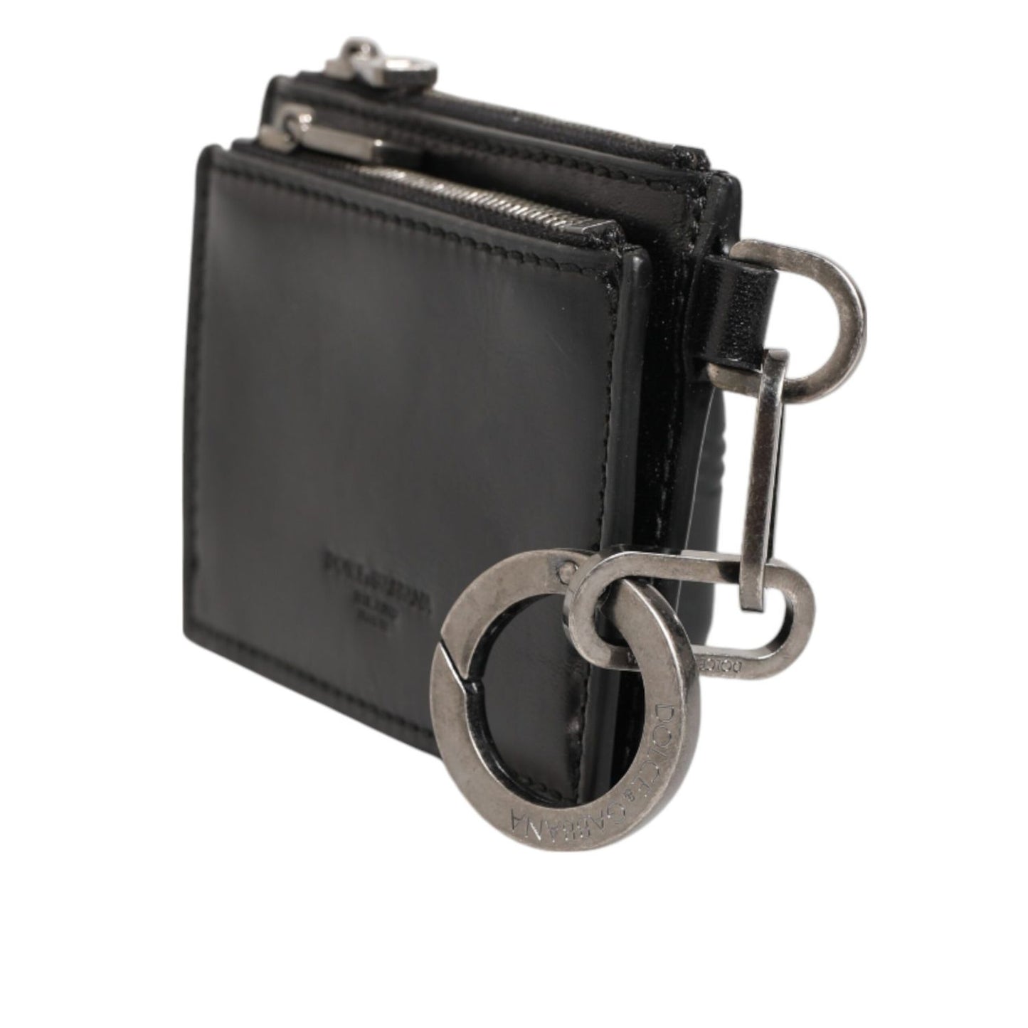 Dolce & Gabbana Black Leather Zipped Card Holder Coin Purse Keyring Wallet SMY11307