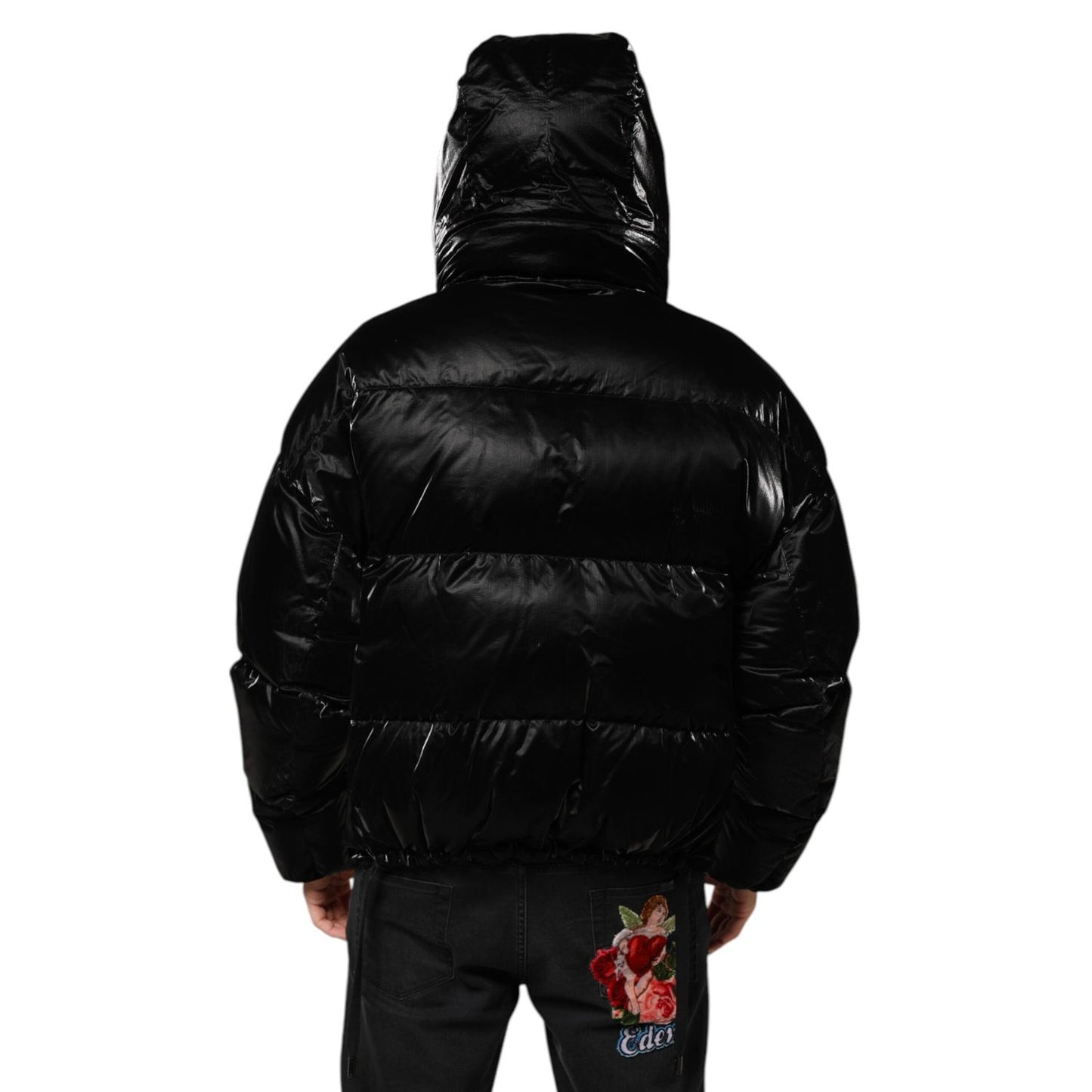 Dolce & Gabbana Black Logo Full Zip Hooded Quilted Jacket JKT41538-52