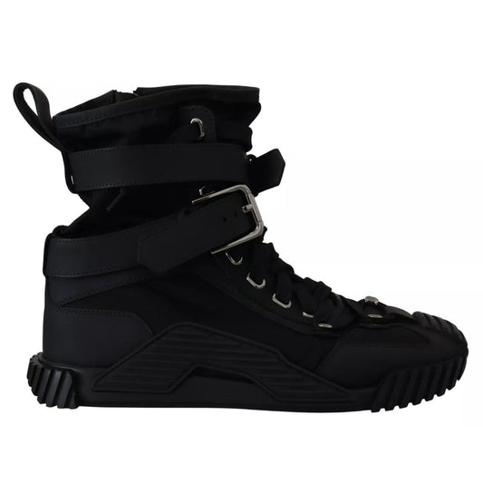 Dolce & Gabbana Black Nylon High Top Sorrento Sneakers Shoes