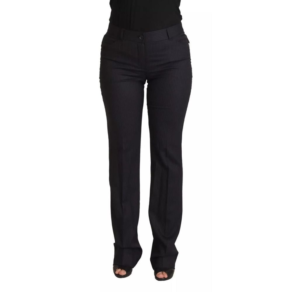 Dolce & Gabbana Black Stripes Mid Waist Trouser Pants PAN73096-42