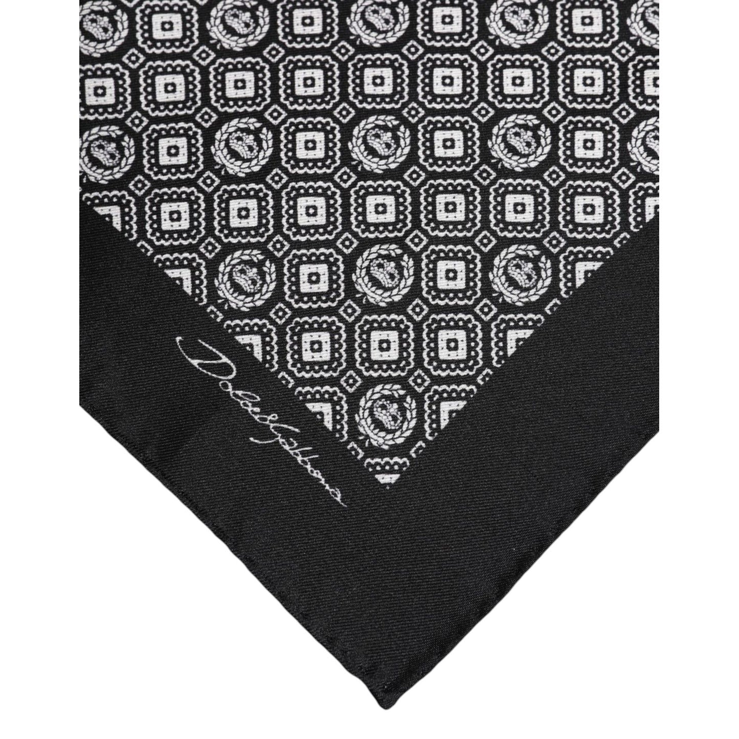 Dolce & Gabbana Black White Patterned Square Foulard Scarf MS7558