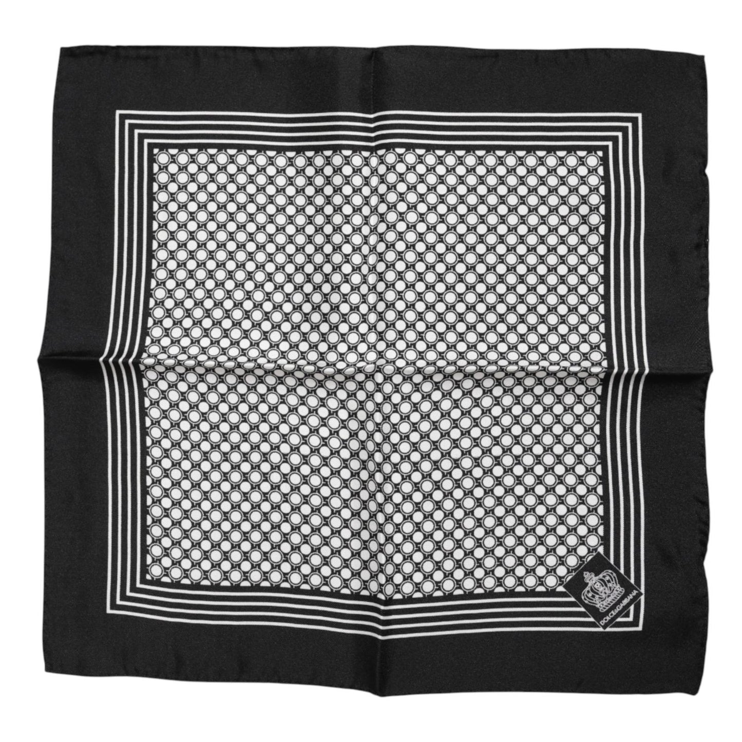 Dolce & Gabbana Black White Patterned Square Men Foulard Scarf MS7518
