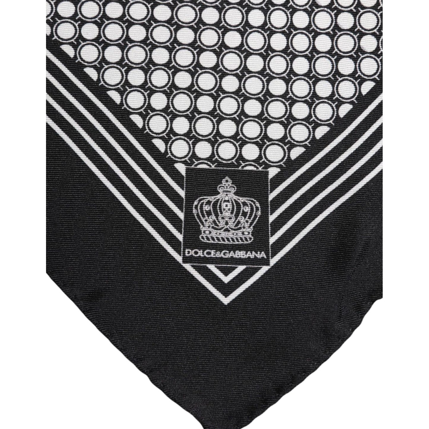 Dolce & Gabbana Black White Patterned Square Men Foulard Scarf MS7518