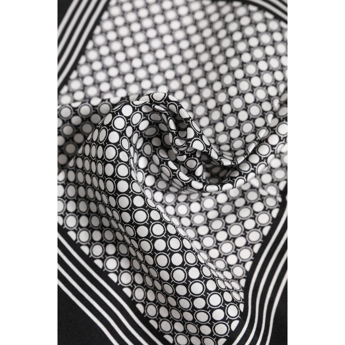 Dolce & Gabbana Black White Patterned Square Men Foulard Scarf MS7518