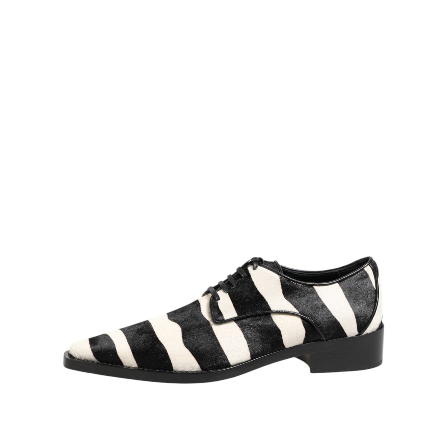 Dolce & Gabbana Black White Zebra Pony Fur Dress Shoes MV7381-36