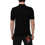 Dolce & Gabbana Black Wool DG Logo Rose Collared Polo T-shirt THS90352-48