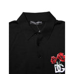 Dolce & Gabbana Black Wool DG Logo Rose Collared Polo T-shirt THS90352-48
