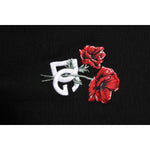 Dolce & Gabbana Black Wool DG Logo Rose Collared Polo T-shirt THS90352-48