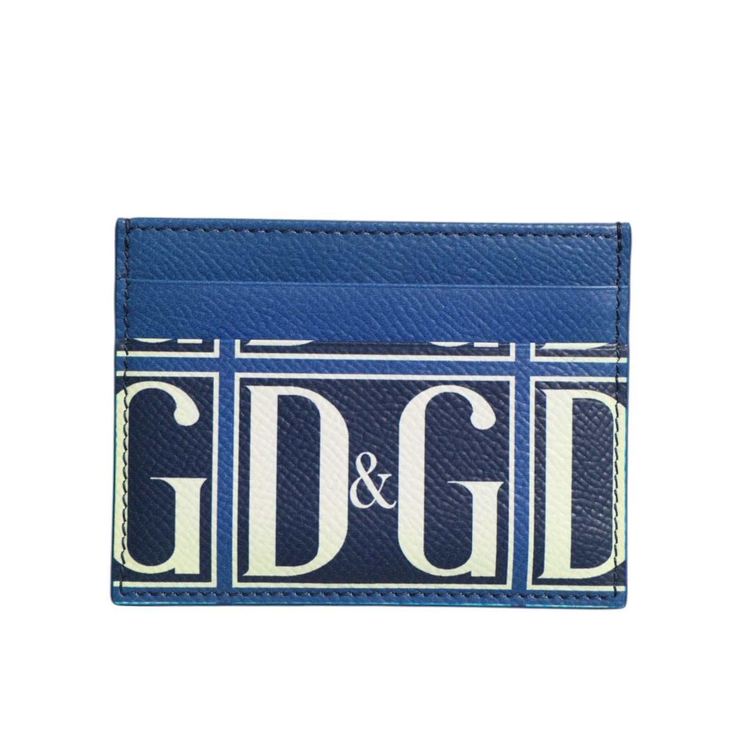 Dolce & Gabbana Blue Calf Leather DG Logo Print Monogram Card Holder Wallet SMY11030