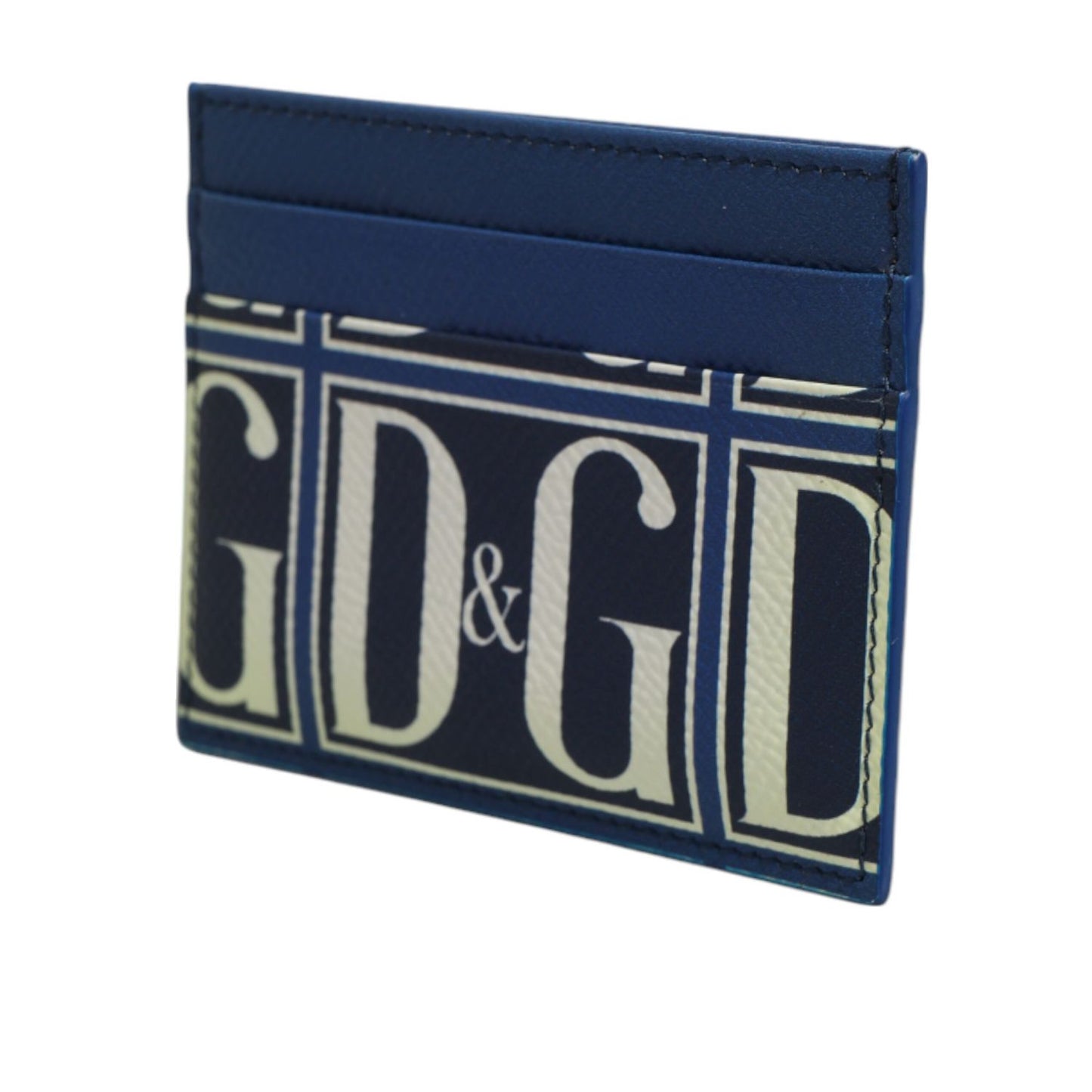 Dolce & Gabbana Blue Calf Leather DG Logo Print Monogram Card Holder Wallet SMY11030