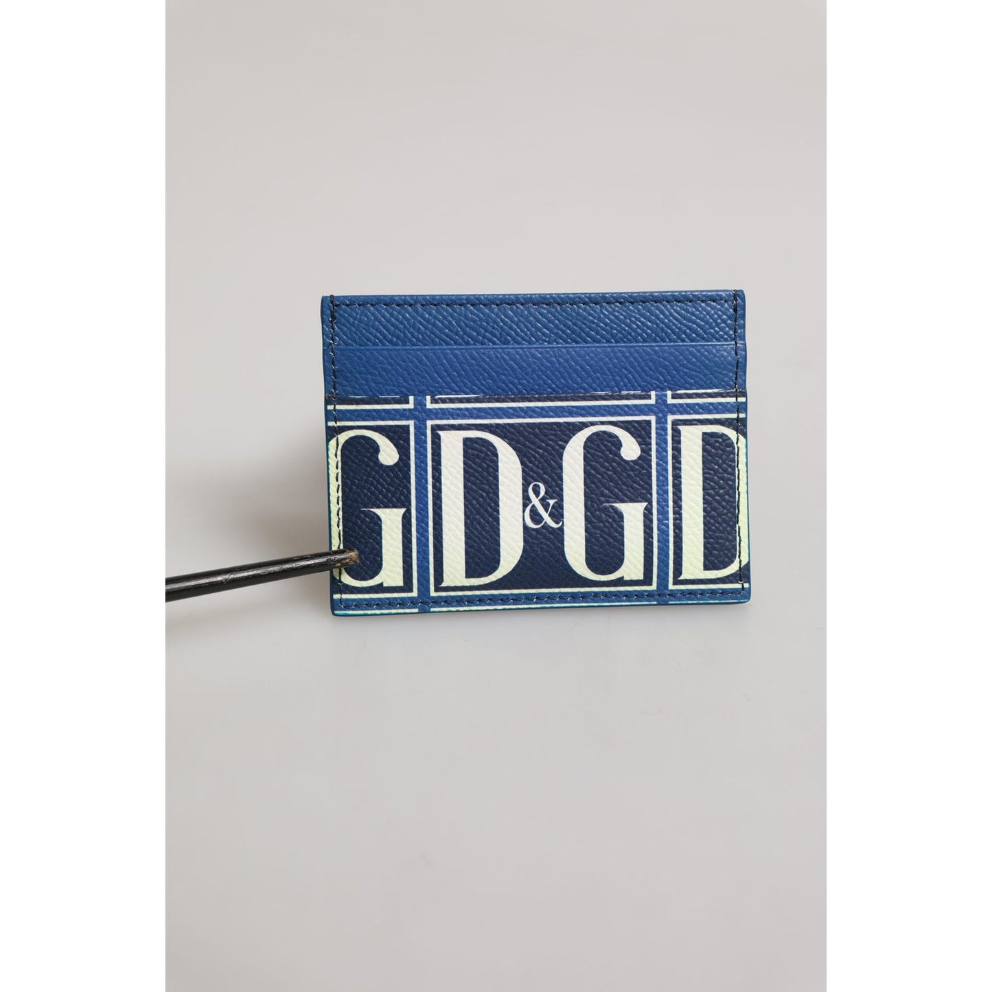 Dolce & Gabbana Blue Calf Leather DG Logo Print Monogram Card Holder Wallet SMY11030