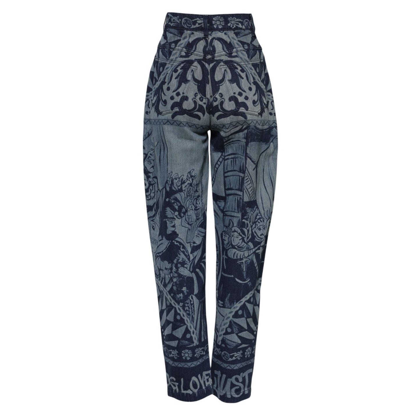 Dolce & Gabbana Blue Graphic Print Tapered Denim Jeans PAN76483-38