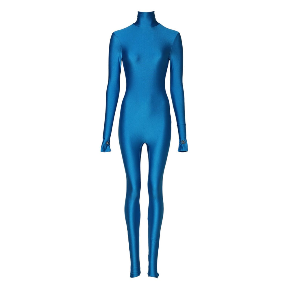 Dolce & Gabbana Blue Nylon Turtleneck Bodycon Jumpsuit Dress PAN76164-38