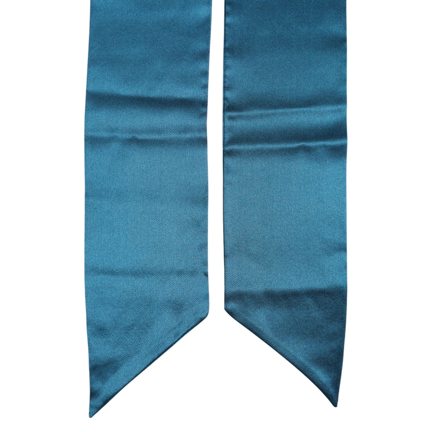 Dolce & Gabbana Blue Satin Silk Skinny Foulard Wrap Scarf MS7512