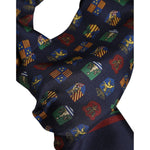 Dolce & Gabbana Blue Silk Printed Fringes Foulard Scarf MS7549
