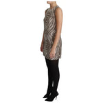 Dolce & Gabbana Brown Crystal Shift Mini Zebra Silver Dress 1728,67345645728,Dolce & Gabbana,Dresses - Women - Clothing,IT38|XS,Preowned / Defect,Silver,Women Dolce & Gabbana DR2691-38