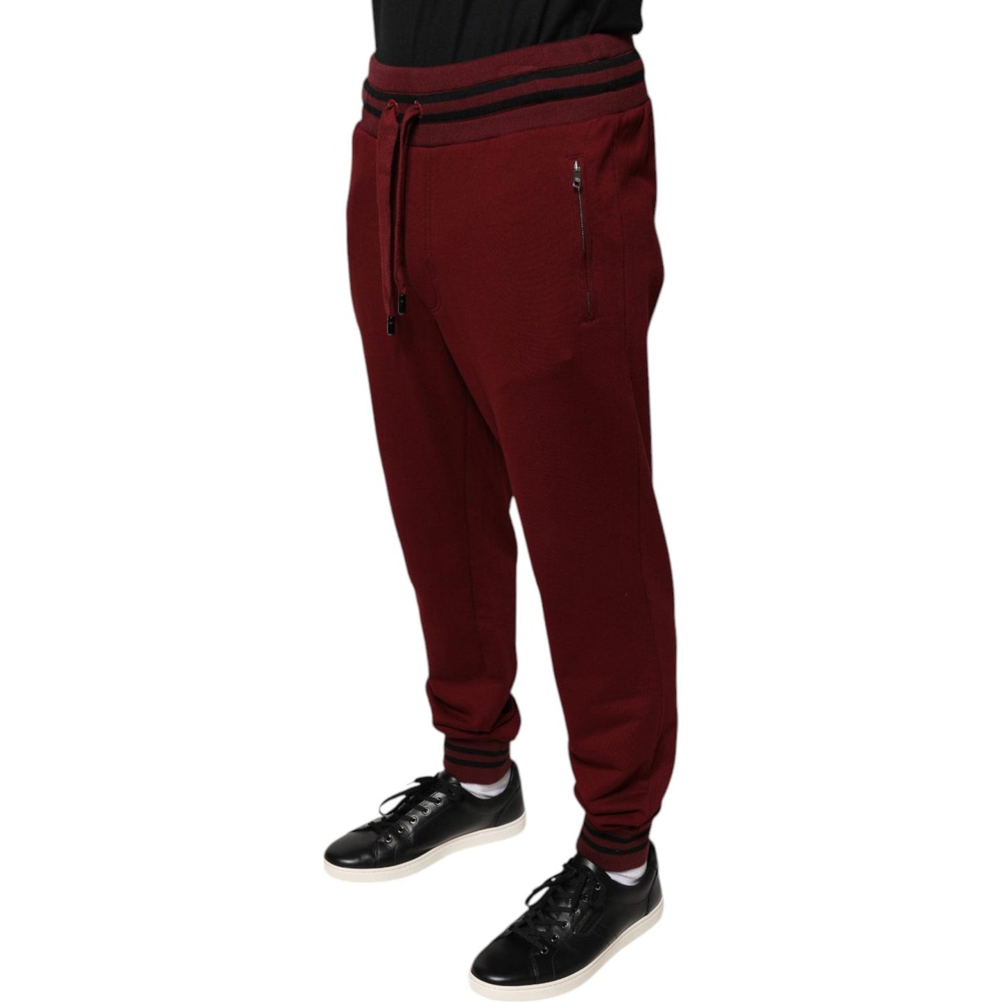 Dolce & Gabbana Dark Red Cotton Men Jogger Sweatpants Pants 1728,67345645728,Dolce & Gabbana,IT50 | L,Jeans & Pants - Men - Clothing,Material: 100% Cotton,Men,Preowned / Defect,Red Dolce & Gabbana PAN75562-50