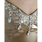 Dolce & Gabbana Elegant Metallic Gold Sheath Dress with Crystals 1728,67345645728,Dolce & Gabbana,Dresses - Women - Clothing,Gold,IT40|S,Material: 85% Silk 10% Crystal 5% Real Brass,New with tags,Women Dolce & Gabbana DR281085-40