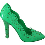 Dolce & Gabbana Enchanting Crystal Cinderella Pumps 10% Leather,1728,67345645728,Dolce & Gabbana,EU40/US9.5,Green,Material: 90% PVC,New with tags,Pumps - Women - Shoes,Women Dolce & Gabbana LA7271-40