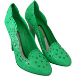 Dolce & Gabbana Enchanting Crystal Cinderella Pumps 10% Leather,1728,67345645728,Dolce & Gabbana,EU40/US9.5,Green,Material: 90% PVC,New with tags,Pumps - Women - Shoes,Women Dolce & Gabbana LA7271-40