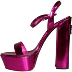 Dolce & Gabbana Fuchsia Leather Platform Logo Keira Sandals Shoes 1728,67345645728,Dolce & Gabbana,EU40/US9.5,Fuchsia,Material: 64% PU 36% Polyester,New with tags,Sandals - Women - Shoes,Women Dolce & Gabbana LA11489-40