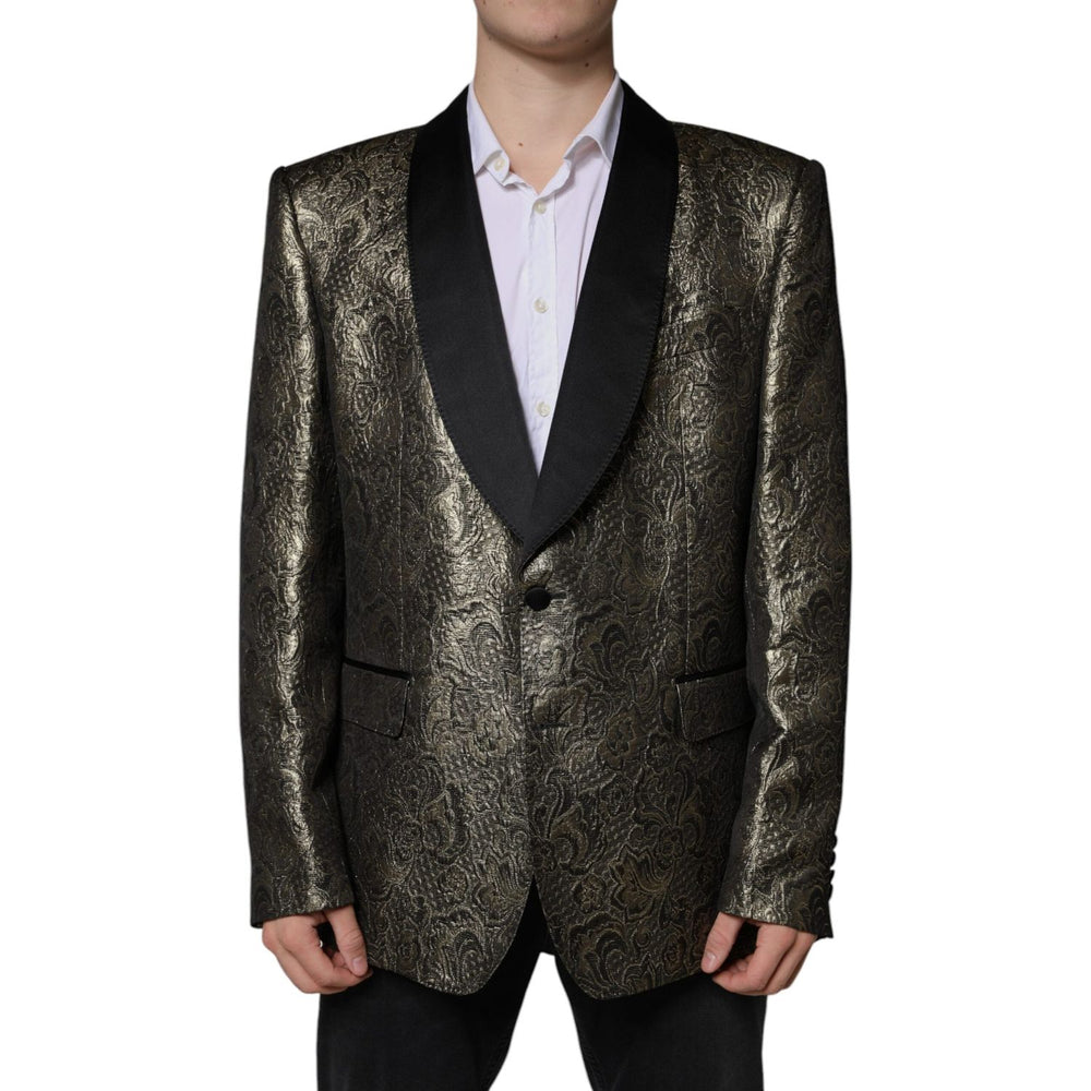 Dolce & Gabbana Gold SICILIA Jacquard Single Breasted Coat Blazer 1728,67345645728,Blazers - Men - Clothing,Dolce & Gabbana,Gold,IT58 | 3XL,Material: 32% Acetate 27% Acrylic 11% Wool 11% Polyester 10% Silk 9% Viscose,Men,New with tags Dolce & Gabbana KOS2