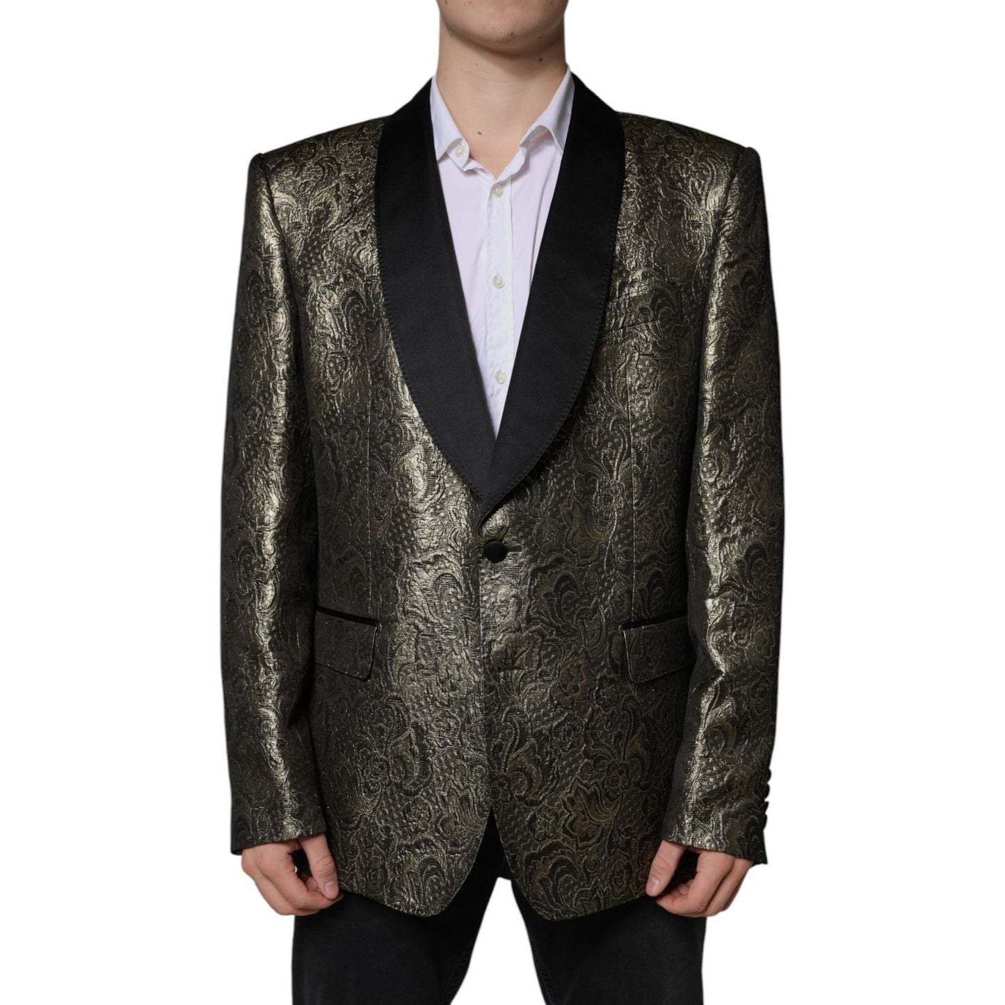 Dolce & Gabbana Gold SICILIA Jacquard Single Breasted Coat Blazer 1728,67345645728,Blazers - Men - Clothing,Dolce & Gabbana,Gold,IT58 | 3XL,Material: 32% Acetate 27% Acrylic 11% Wool 11% Polyester 10% Silk 9% Viscose,Men,New with tags Dolce & Gabbana KOS2