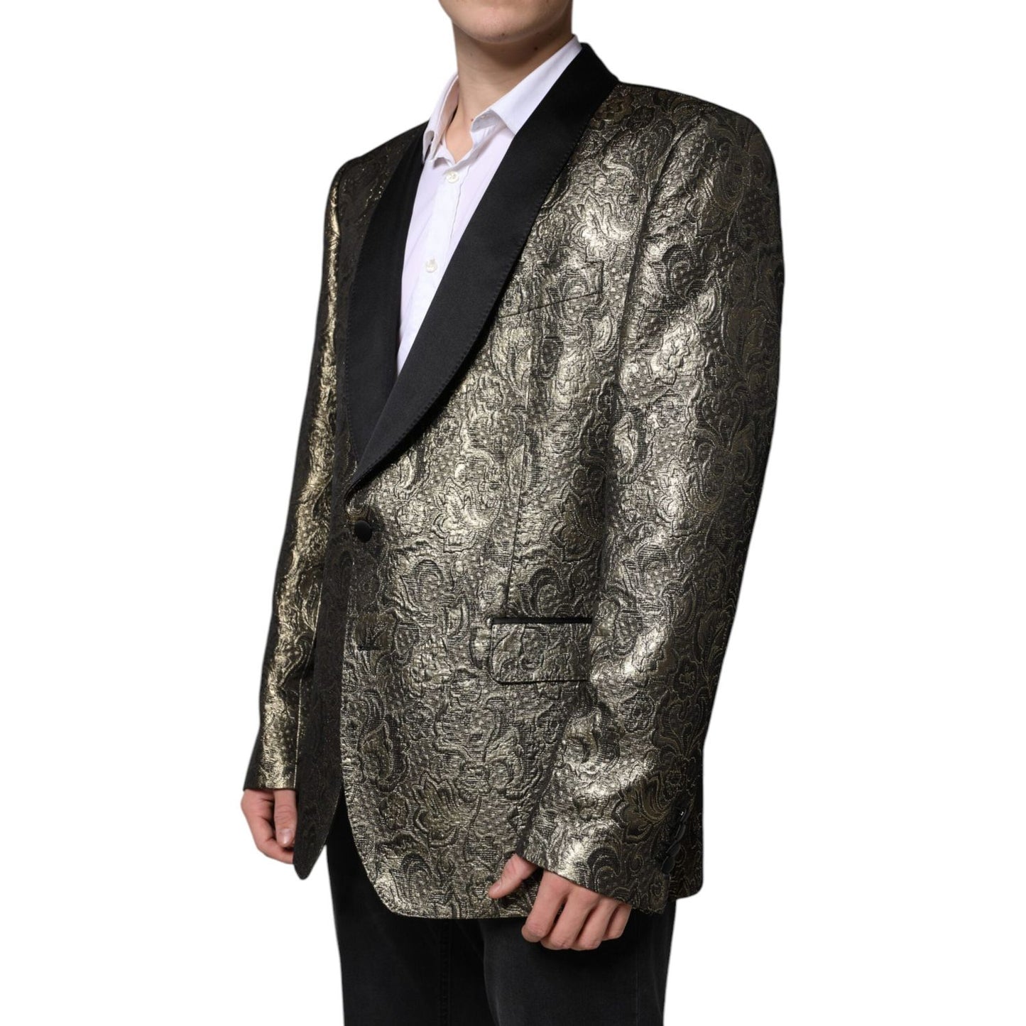 Dolce & Gabbana Gold SICILIA Jacquard Single Breasted Coat Blazer 1728,67345645728,Blazers - Men - Clothing,Dolce & Gabbana,Gold,IT58 | 3XL,Material: 32% Acetate 27% Acrylic 11% Wool 11% Polyester 10% Silk 9% Viscose,Men,New with tags Dolce & Gabbana KOS2
