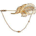 Dolce & Gabbana Gold Tone 925 Sterling Silver Leaf Crystal Chain Brooch Brooch Dolce & Gabbana Dark Khaki