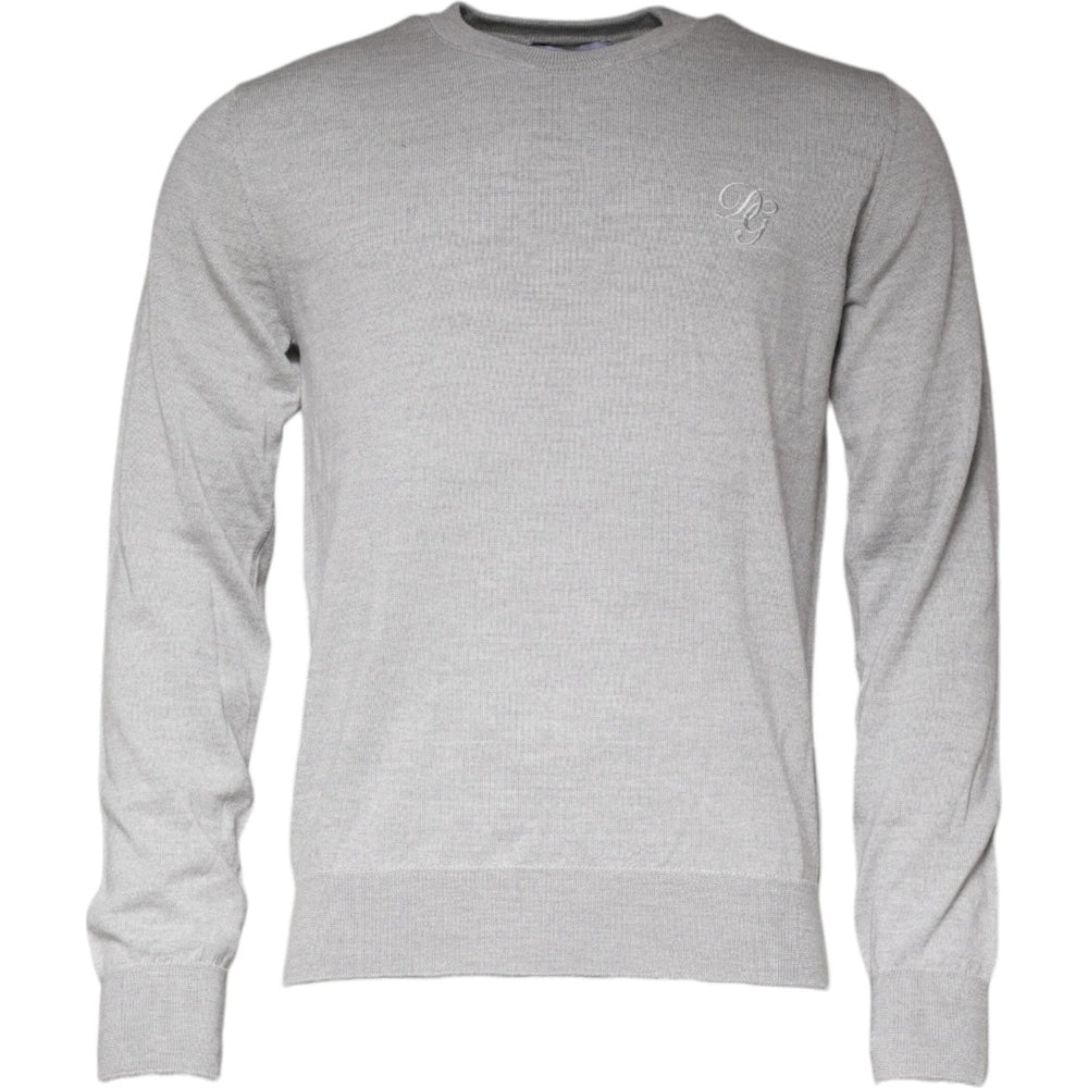 Dolce & Gabbana Light Gray Wool Crew Neck Pullover Sweater 1728,67345645728,Dolce & Gabbana,Gray,IT48 | M,Material: 100% Virgin Wool,Men,Preowned / Defect,Sweaters - Men - Clothing Dolce & Gabbana TSH87063-48