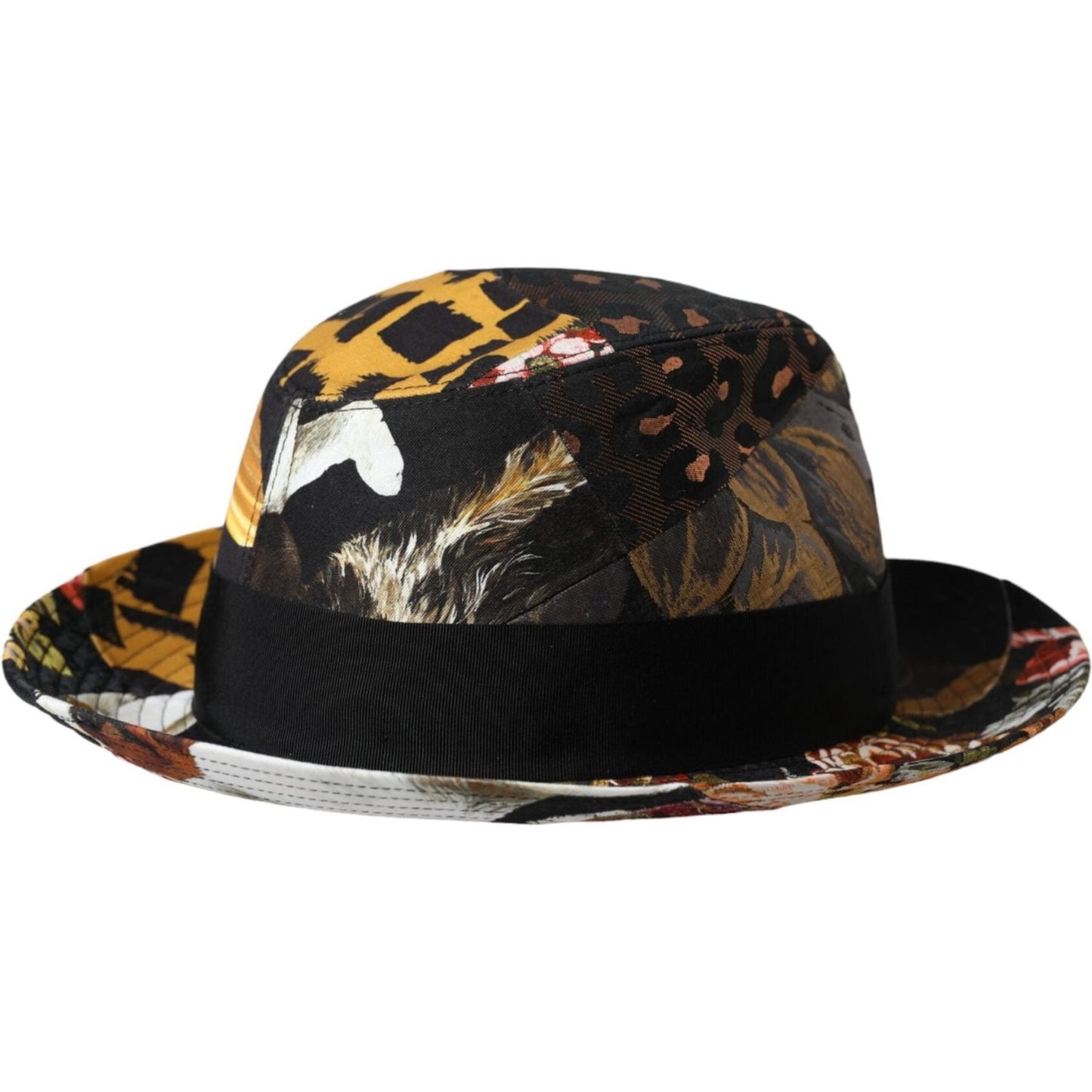 Dolce & Gabbana Multicolor Patchwork Women Fedora Wide Brim Hat HAT9632-57