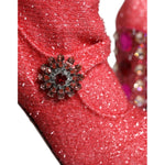 Dolce & Gabbana Pink Crystal Lurex Fantasy High Boots Shoes 1728,67345645728,Boots - Women - Shoes,Dolce & Gabbana,EU37/US7,Material: 81% Polyester 8% PU 7% Viscose 1% Silk 1% Elastane,New with tags,Pink,Women Dolce & Gabbana LA8559-37