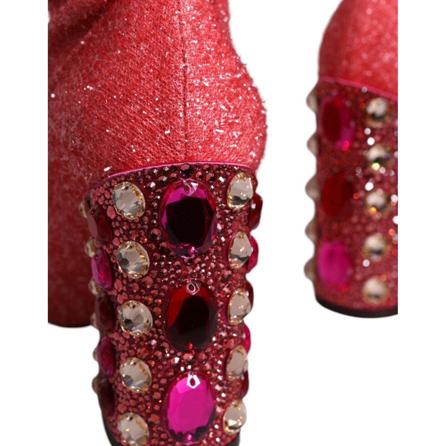 Dolce & Gabbana Pink Crystal Lurex Fantasy High Boots Shoes 1728,67345645728,Boots - Women - Shoes,Dolce & Gabbana,EU37/US7,Material: 81% Polyester 8% PU 7% Viscose 1% Silk 1% Elastane,New with tags,Pink,Women Dolce & Gabbana LA8559-37