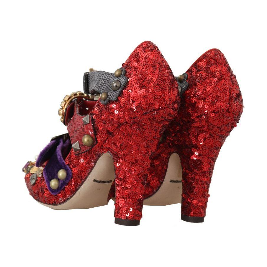 Dolce & Gabbana Red Bellucci Alta Moda Embellished Pumps 1728,67345645728,Dolce & Gabbana,EU36/US5.5,Leather,Material: Cotton,New with tags,PA,PL,Pumps - Women - Shoes,Red,Silk,Snakeskin,Vi,Women Dolce & Gabbana LA5364-36