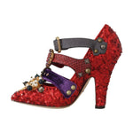Dolce & Gabbana Red Bellucci Alta Moda Embellished Pumps 1728,67345645728,Dolce & Gabbana,EU36/US5.5,Leather,Material: Cotton,New with tags,PA,PL,Pumps - Women - Shoes,Red,Silk,Snakeskin,Vi,Women Dolce & Gabbana LA5364-36