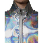 Dolce & Gabbana Silver Iridescent Full Zip Men Bomber Jacket 1728,Dolce & Gabbana,IT50 | L,Jackets - Men - Clothing,Material: 100% Polyester,Men,Preowned / Defect,Silver Dolce & Gabbana JKT3861-50