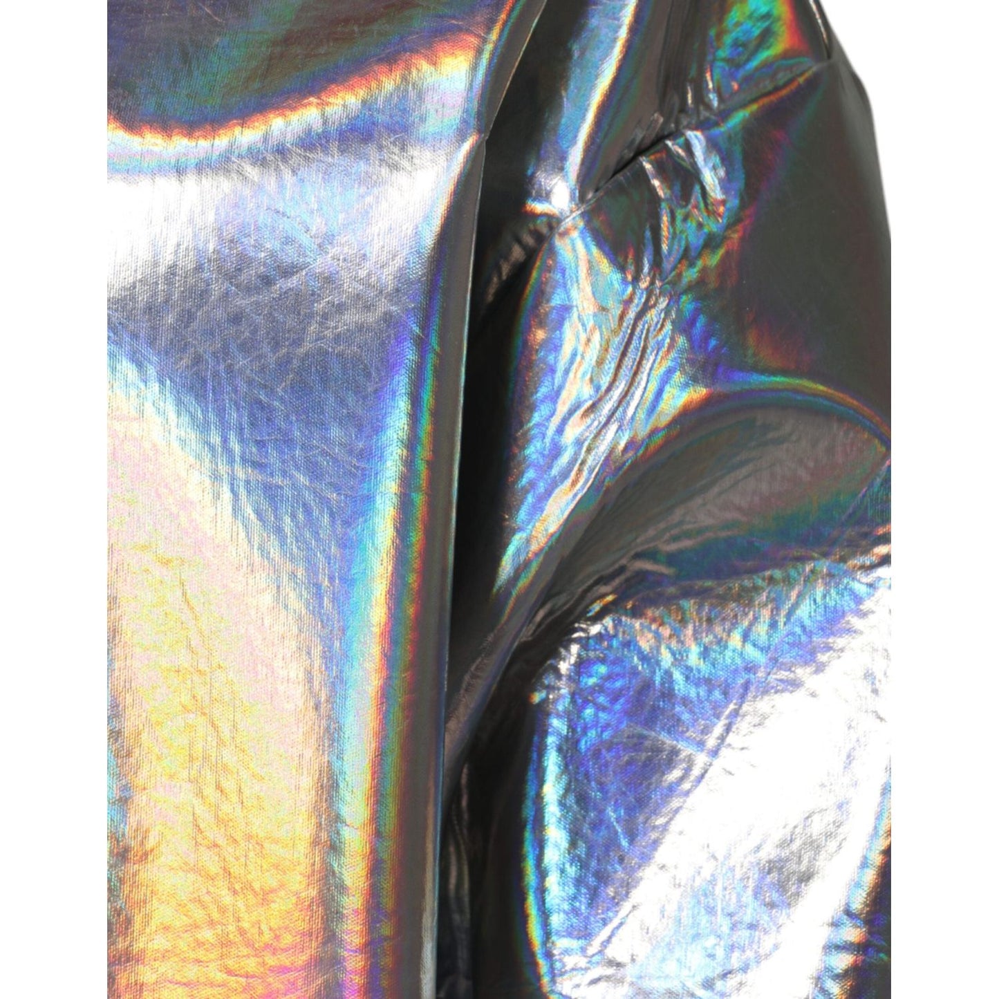 Dolce & Gabbana Silver Iridescent Full Zip Men Bomber Jacket 1728,Dolce & Gabbana,IT50 | L,Jackets - Men - Clothing,Material: 100% Polyester,Men,Preowned / Defect,Silver Dolce & Gabbana JKT3861-50