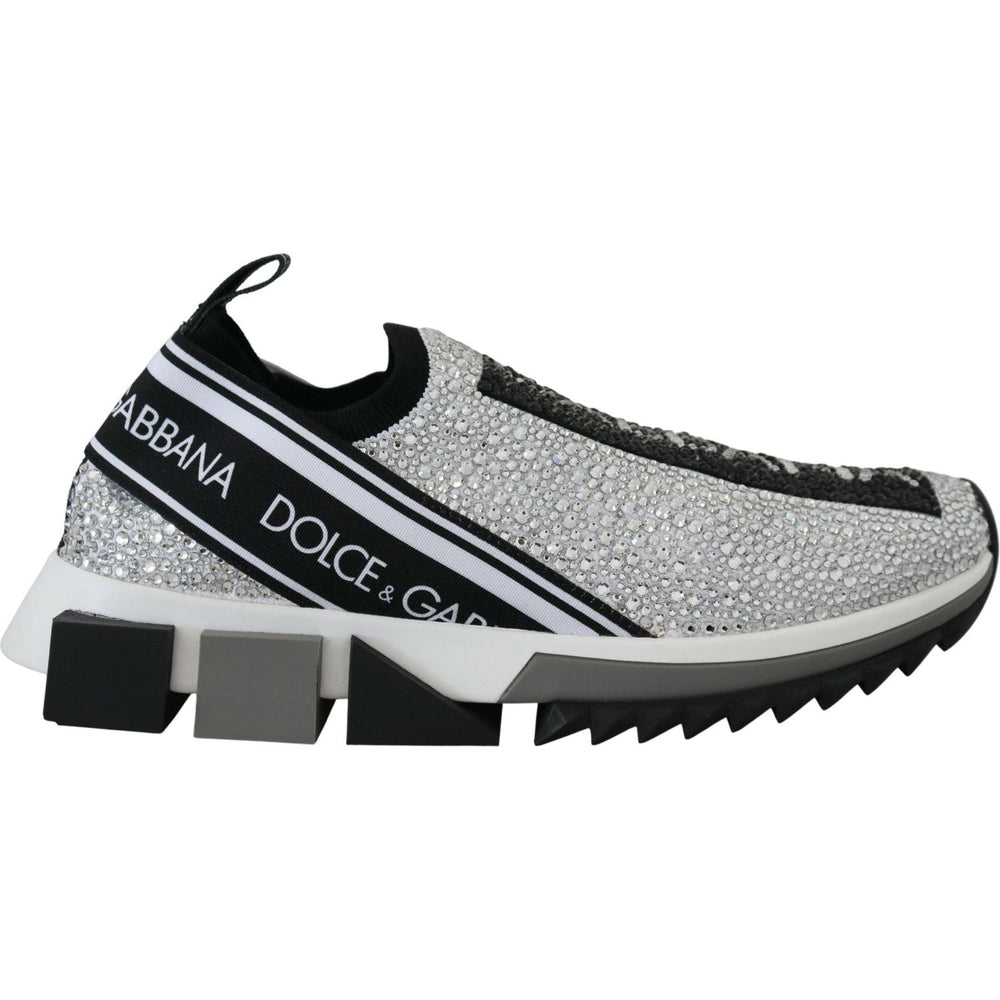 Dolce & Gabbana Sparkling Silver Rhinestone Sneakers 1728,67345645728,Dolce & Gabbana,EU37.5/US7,EU37/US6.5,New with tags,Silver,Sneakers - Women - Shoes,Women Dolce & Gabbana LA10188-37.5