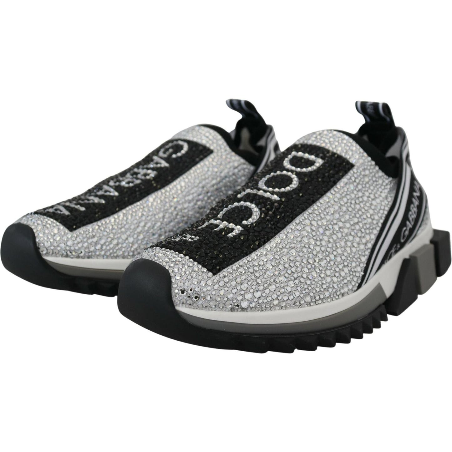 Dolce & Gabbana Sparkling Silver Rhinestone Sneakers 1728,67345645728,Dolce & Gabbana,EU37.5/US7,EU37/US6.5,New with tags,Silver,Sneakers - Women - Shoes,Women Dolce & Gabbana LA10188-37.5