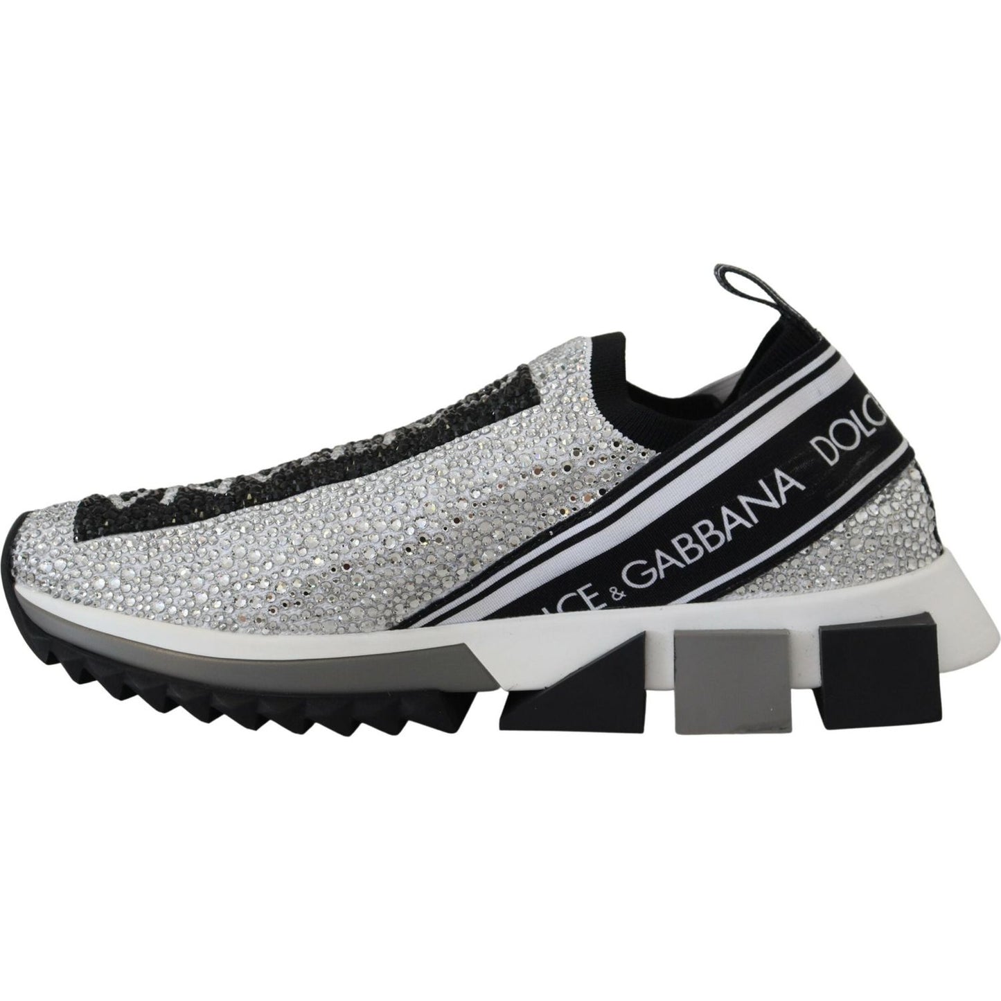 Dolce & Gabbana Sparkling Silver Rhinestone Sneakers 1728,67345645728,Dolce & Gabbana,EU37.5/US7,EU37/US6.5,New with tags,Silver,Sneakers - Women - Shoes,Women Dolce & Gabbana LA10188-37.5