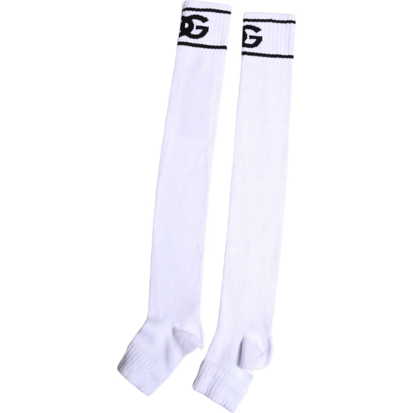 Dolce & Gabbana White Cotton DG Logo Print Open Toe Socks 1728,67345645728,Accessories,Dolce & Gabbana,Material: 69% Cotton 29% Polyester 2% Elastane,Men,Men - Accessories,New with tags,Socks - Men - Accessories,White Dolce & Gabbana SCS2237