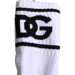 Dolce & Gabbana White Cotton DG Logo Print Open Toe Socks 1728,67345645728,Accessories,Dolce & Gabbana,Material: 69% Cotton 29% Polyester 2% Elastane,Men,Men - Accessories,New with tags,Socks - Men - Accessories,White Dolce & Gabbana SCS2237