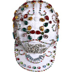 Dolce & Gabbana White Multicolor Crystal Embellish Baseball Cap 1728,58 cm|M,67345645728,Accessories,Dolce & Gabbana,Hats & Caps - Men - Accessories,Material: 99% Cotton 1% Elastane,Men,Men - Accessories,New with tags,White Dolce & Gabbana HAT9700-58